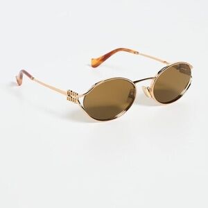 Miu Miu Gold Frame Sunglasses with Brown Lenses